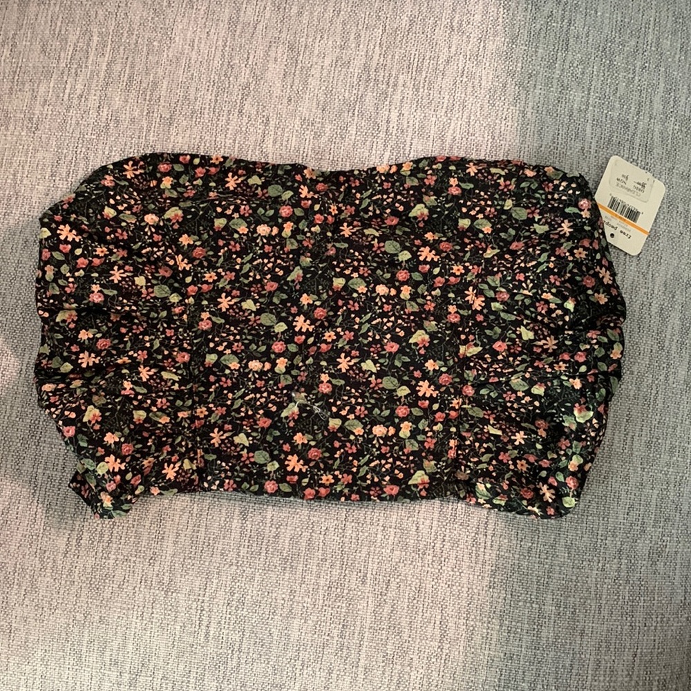 Free People - black floral strapless top - NWT - size S
